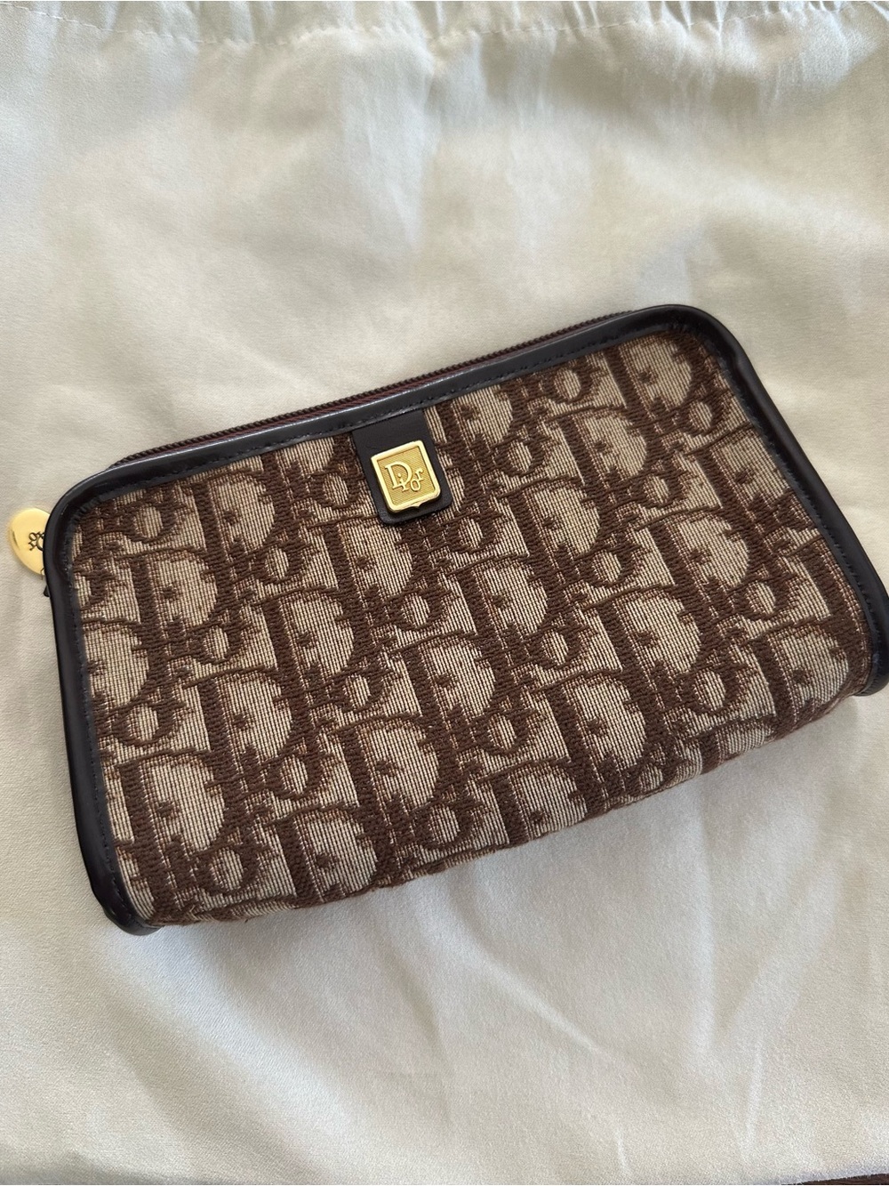 Vintage Christian Dior Brown Monogram (Trotter/Diorissimo Canvas Clutch Bag RARE